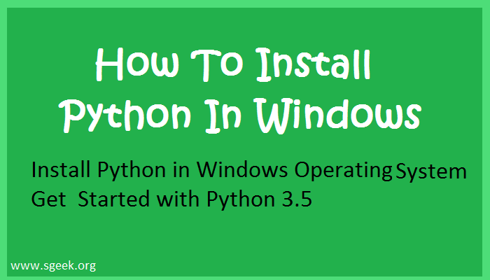 Install Python In Windows